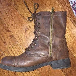 Brown combat boots